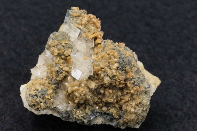 Cerussite on Galena with fluorite
