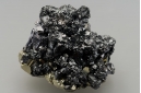 Bournonite on Galena and Pyrite