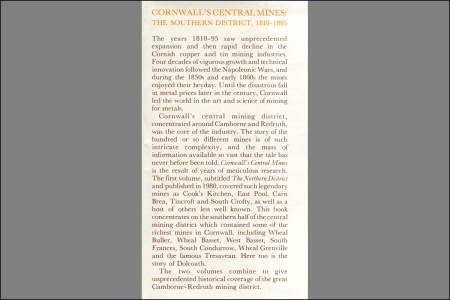 Cornwall's Central Mines - The Southern District 1810-1895