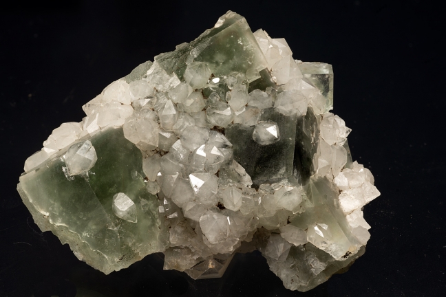 Quartz on Fluorite