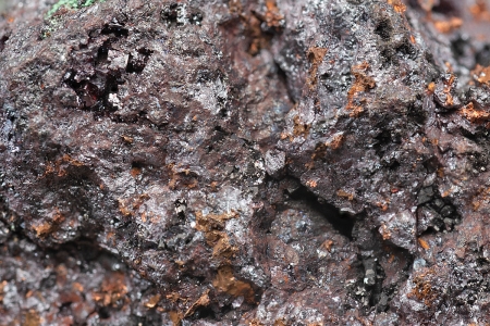 Native copper, cuprite and malachite