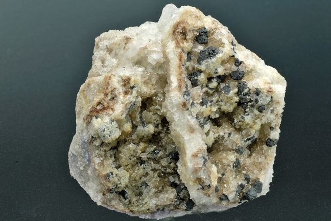 Hemimorphite & Galena on Fluorite Hemimorphite & Galena on Fluorite
