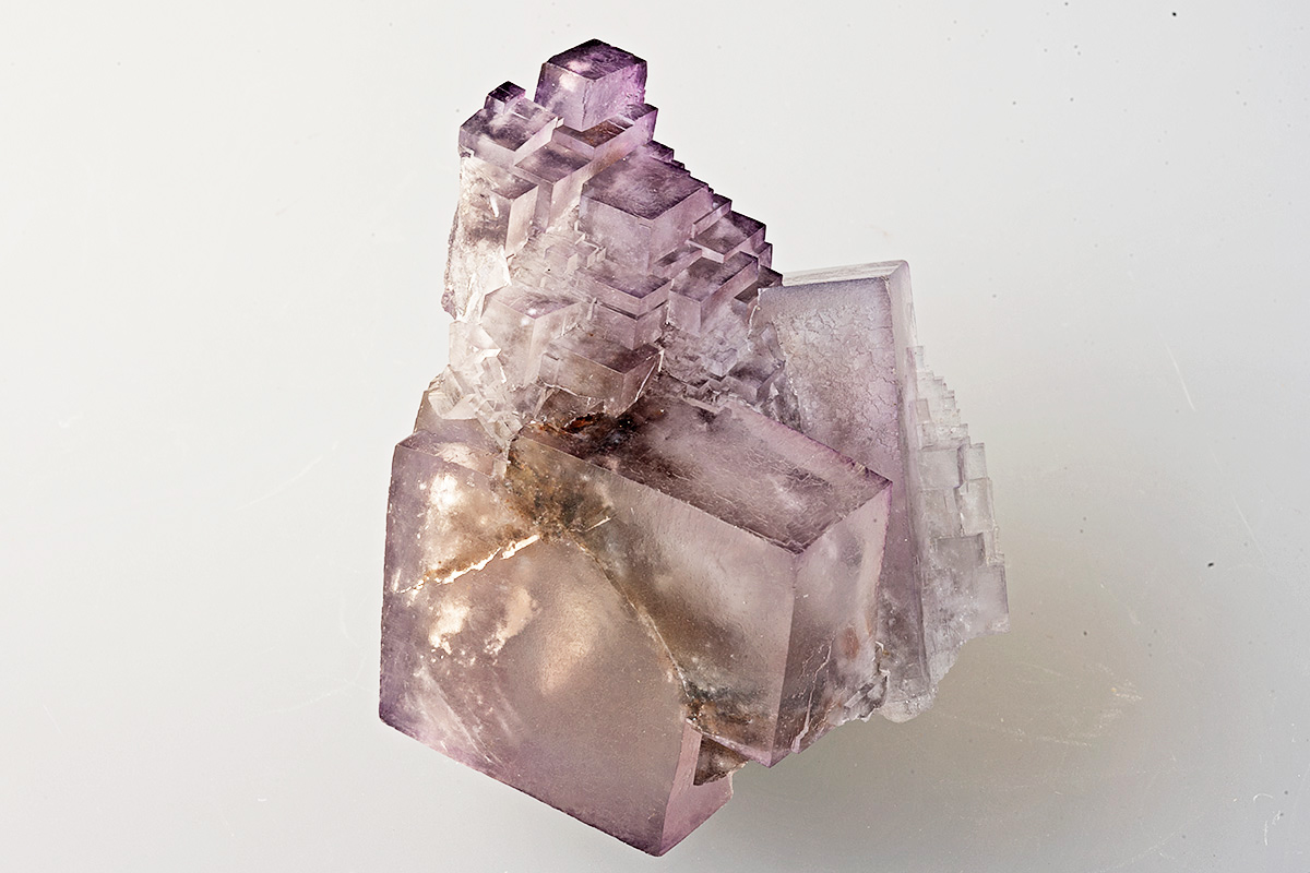 Fluorite 'Floater', Greenlaws Mine,  . 45x30x45mm. D. Binns specimen