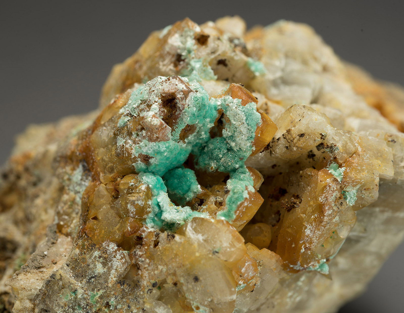 Aurichalcite, Wet Grooves mine, Wensleydale.  FOV 40x25mm.