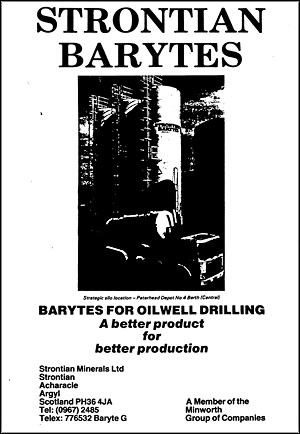 Advert for Strontian barite, 1984 Advert for Strontian barite, 1984